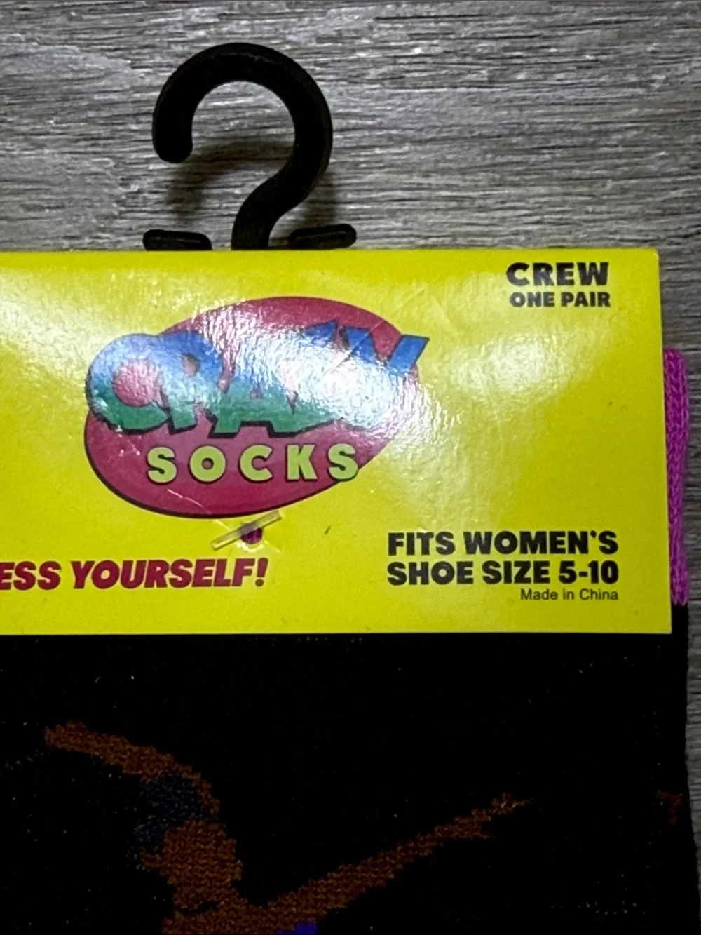 Women's Crew Socks - Black with Pink & Purple Gymnast Design NWT     Size 5-10